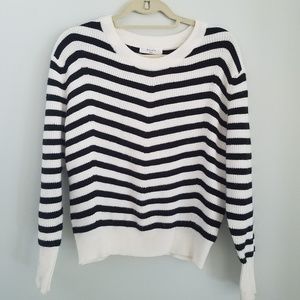 Elodie Striped White Black Comfy Sweater Sz Small